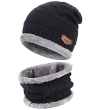 Winter Beanie Hat Scarf Touchscreen Gloves Set for Men and Women, Beanie Gloves Neck Warmer Set with Warm Knit Fleece Lined