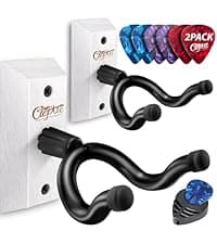 ClefArc Guitar Wall Mount - U-Shape Hardwood Guitar Hanger, Black Walnut Stand Wall Hangers, Pick Holders, Guitar Gifts for Guitarists, Guitar Accessories, with 6 Assorted Guitar Picks