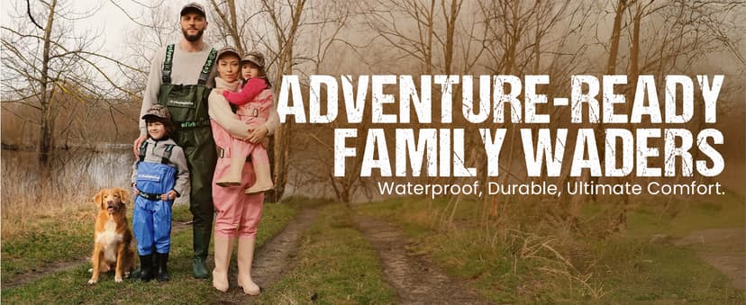 DaddyGoFish Chest Waders for Kids and Adults, Fishing and Hunting Waders with a Pocket and a Wader Hanger
