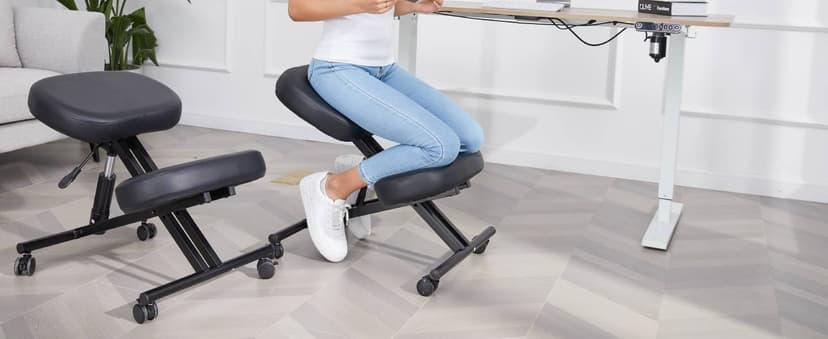 Ergonomic Kneeling Chair, Meditation Chair with Height Adjustable and Cushion for Home and Office, Posture Office Stool with an Angled Seat and Casters