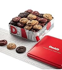 David's Cookies Merry Christmas Mini Cookies in Sweet Sampler Tin - Assorted Mini Christmas Cookies with Chocolate & White Chocolate Chip and Red Velvet - Gourmet Cookie Gift Basket for Holidays 14oz