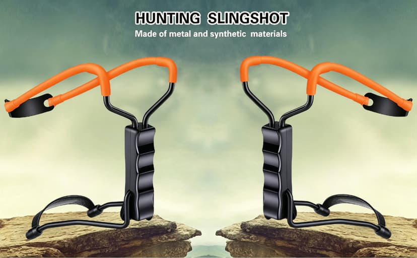 Professional Slingshot Set-A Classic Construction Shooting and Hunting Slingshot with a Sturdy Sling Shot Bow, 2 Packs of Slingshot Ammo,and a Slingshot Band for Adults