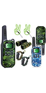 Walkie Talkies for Kids 22 Channel 2 Way Radio 3 Miles Long Range Handheld Walkie Talkies Durable Toy Best Birthday Gifts for 6 Year Old Boys and Girls fit Adventure Game Camping (Green Camo 1)