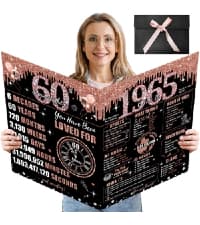 60th Birthday Decorations for Women, 33pcs Black Rose Gold Happy 60th Birthday Banner Crown and Sash Balloons Backdrop Hanging Swirls Paper Fans, 60 Years Old Party Supplies Kit