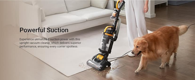 Eureka Powerful Upright Vacuum Cleaner for Home Pet Hair, Lightweight Household Upright Vacuum for Carpet and Hard Floor, MaxSwivel Pro NEU350 with Pet Tool, Yellow