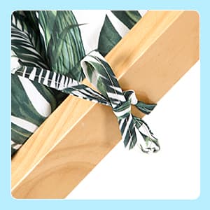 Barydat 4 Pcs Tufted High Back Chair Cushion Indoor Outdoor Seat and Back Cushions Palm Leaves Tropical Plants Lawn Rocking Chair Pads with Ties for Adirondack Patio Garden(Blue Stripes)