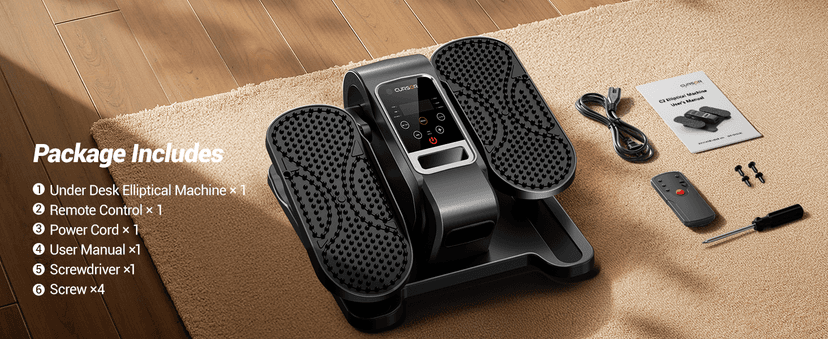 Under Desk Elliptical Machine, Electric Seated Pedal Exerciser, Mini Elliptical Leg Exerciser with Remoter, 12 Level Speeds, Forward & Reverse Direction, Manual & Auto Mode for Home Office