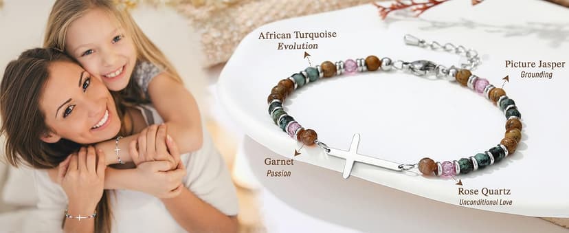 TONY & SANDY Cross Bracelet for Women, Christian Gifts for Women, Confirmation Baptism Easter Gifts, Unique Gift for Friends Daughter Mom Sister in Christ Niece on Birthday Christmas