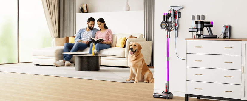 Cordless Vacuum Cleaner, 550W/45Kpa/60Mins Stick Vacuum, Anti-Tangle Vacuum Cleaners for Home with Self-Standing, LDE Display, 8-in-1 Wireless Vacuum for Carpet Pet Hair Hardfloor