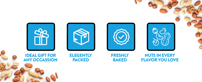 Luxurious Treats Nuts Gift Basket, Happy Birthday Nut Gifts Gourmet Collection Healthy Food Box Mixed Cravings Platter Tray Sampler Assortment Mix for Men Women