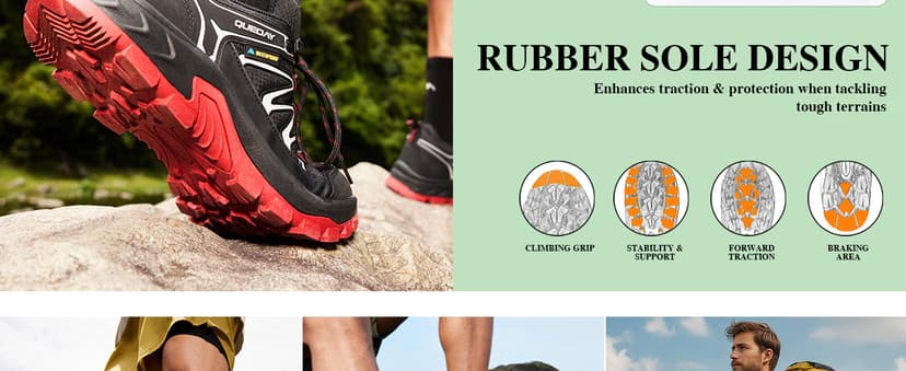 Queday Waterproof Hiking Shoes Mens Lightweight Walking Shoes Daily Hike Trekking Trail Outdoor Camping Climbing