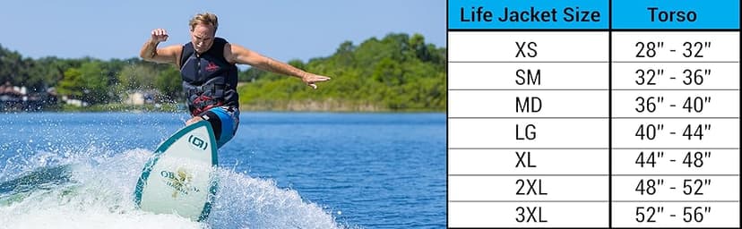 O'Brien Men's Recon US Coast Guard Approved Level 70 Buoyancy for Waterskiing, Wakeboarding, Surfing and Boating, Red, Large