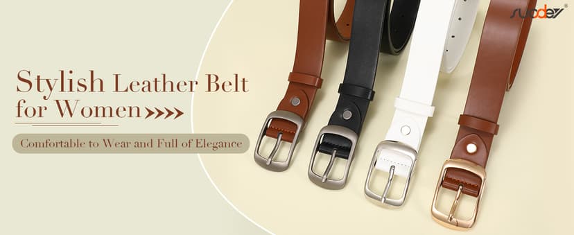 SUOSDEY Women Belts For Jeans Dresses Pants Ladies Leather Waist Belt with Elegant Buckle, Width 1.3"