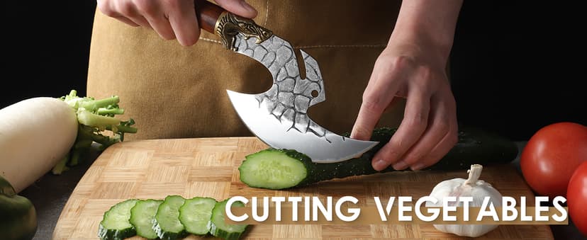 ROCOCO Viking Cleaver Knife Butcher Meat Cutting Boning Knife Hand Forged Chinese Kitchen Axe with Sheath Home Outdoor BBQ Camping Chirstmas Birthday Chirstmas Mother Father Gift Men