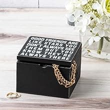 Primitives by Kathy 18192 Classic Hinged Wood Box, 4 x 4 x 2.75-Inches, Good Friends Are Like Stars
