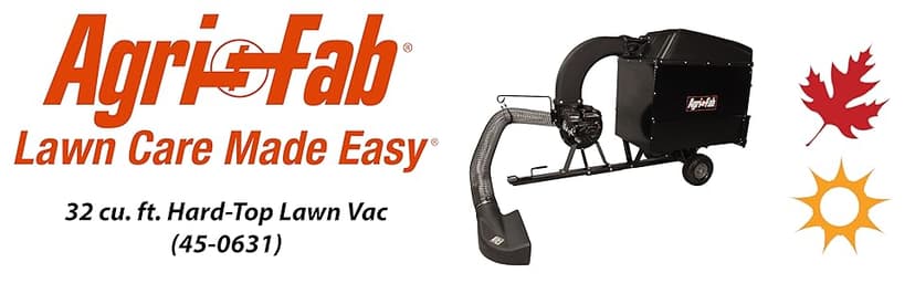 Agri-Fab 45-0631 Large Capacity 32 CU FT Hard Top Mow- N-Vac, Tow Behind Lawn Vacuum, Leaf Vacuum, Gas Powered, Easy Foot Pedal Dumping