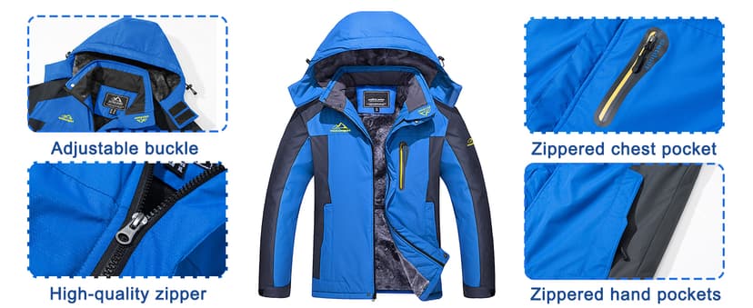 TACVASEN Men's Winter Ski Jacket Waterproof Snow Coats Snowboard Fleece Lining Jacket Warm Parka with Hooded