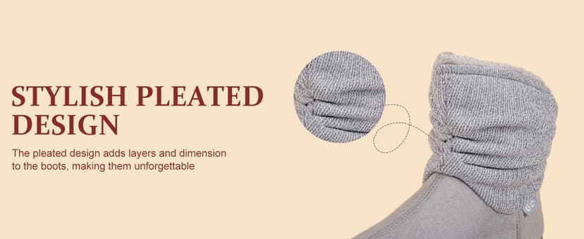 LongBay Women's Warm Chenille Knit Bootie Slippers Memory Foam Comfy Suede Fluffy Faux Fur Boots House Shoes