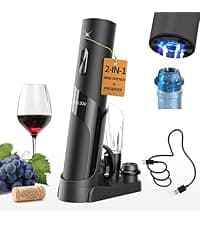 CIRCLE JOY Rechargeable Wine Opener Electric Wine Bottle Opener 7-in-1 Wine Gift Set with Electric Vacuum Pump, Charging Station, Foil Cutter, Wine Aerator Pourer and 2 Wine Stoppers