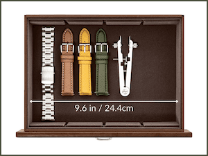 TAWBURY 6 Slot Watch Box for Men - Luxury Watch Jewelry Box for Men with Storage for Sunglasses, Cufflinks | Men's Jewelry Box with Watch Storage | Watch Display Case (Brown)