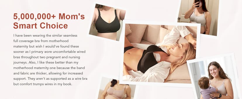 HOFISH 3PACK Full Bust Seamless Nursing Maternity Bras Bralette S-XXL with Extra Bra Extenders & Clips