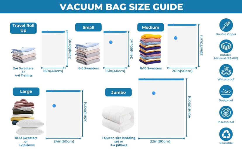 Vacuum Bags for Travel with Portable Electric Pump, 8 Pack Vacuum Seal Bags for Luggage and Suitcase Compression, Space Saver Vacuum Storage Bags for Clothes and Clothing Travel