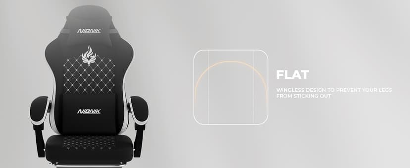 Gaming Chair with Massage,Ergonomic PC Gaming Chair Computer Chairs with Footrest Comfortable Headrest and Lumbar Support, High Back Blackwhite