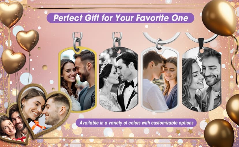 Queenberry Custom Keychain with Picture Personalized Photo Keychain Gift Valentines Day for Men Boyfriend