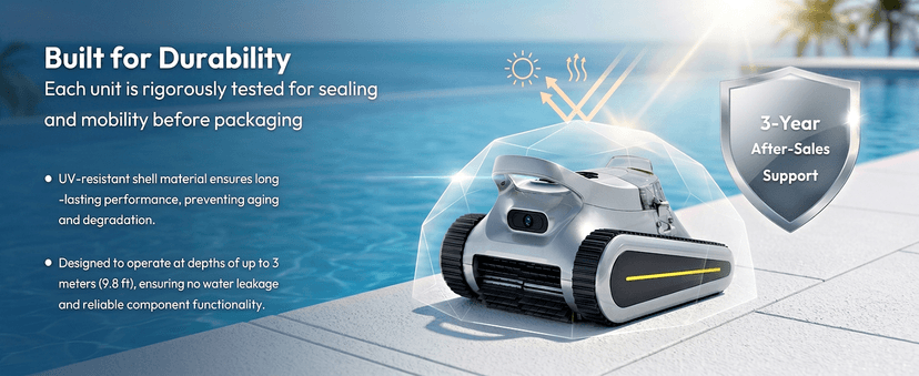 Cordless Robotic Pool Cleaner - Automatic Pool Vacuum Robot for Inground&Above Ground Pools, Wall&Waterline Climbing, Smart Navigation, 180mins Runtime, APP Control, Dual Filtration, Powerful Suction