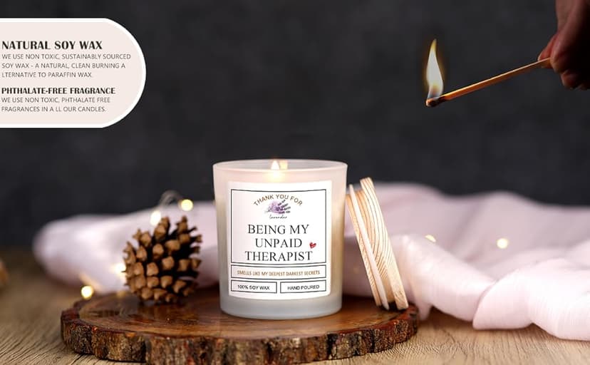 Thank You for Being My Unpaid Therapist - Friendship Gifts for Women Scented Candles Birthday Gifts for Friends Work Besties Mom Female Roommate Ideas Gifts