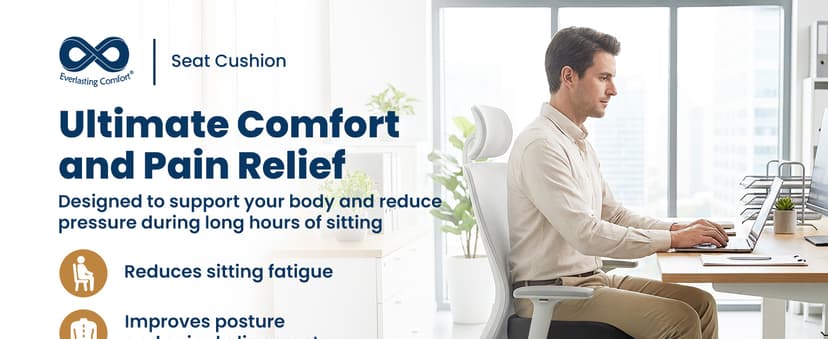 Everlasting Comfort Doctor Recommended Memory Foam Seat Cushion for Office Chairs & Car - Ergonomic Office Desk Accessories - Cushions for Tailbone Pain Relief, Sciatica (Black, X-Large)