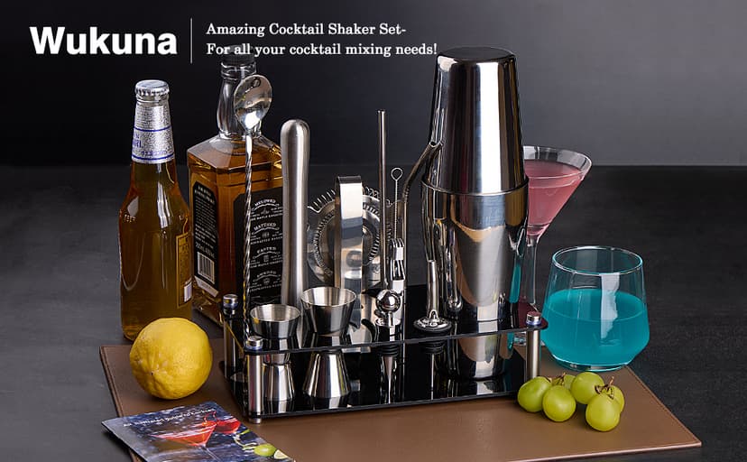 Bar Sets All Practical Bars Accessories, 18/8 Stainless Steel, for Drink Mixing, Bar, Home, Lounge & Party, Gift, Silver Wukuna Cocktail Shaker Bartender Kit, 15 Pcs Bar Tool with Acrylic Stand B0CH9K479X