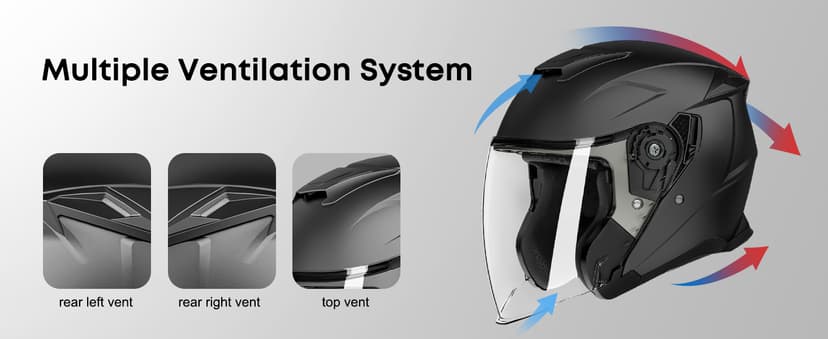 Motorcycle Helmets for Adults, Open Face Motorcycle Helmet with Dual Visor, Casco para Moto DOT Certified, ATV Dirt Bike Snowmobile Motocross Helmet for Men Women, Quick Release Strap, AP-836