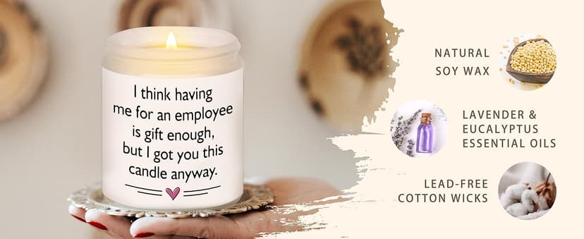 Afterprints Scented Candles - Boss Gifts for Women Men, Funny Birthday Gift for Best Boss Lady, Christmas Cool Gifts for Bosses Female- Lavender Natural Soy Wax Candle