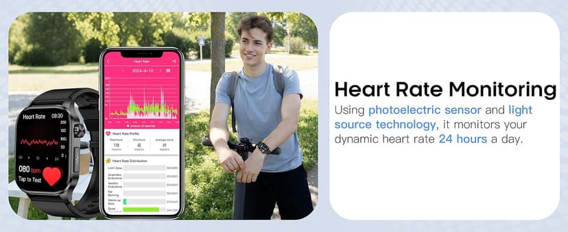 Advanced Health Smartwatch for Women Men with Real-Time Monitoring of Heart Rate, Blood Oxygen, Body Temperature, Blood Pressure, Sleep Auality and Stress Levels.Always-On Display, for Android & iOS