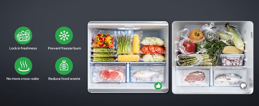 FRESKO Vacuum Sealer Machine with Automatic Bag Detection, Double Heat Seal, Compact Food Sealer, Easy to Use, Starter Kit