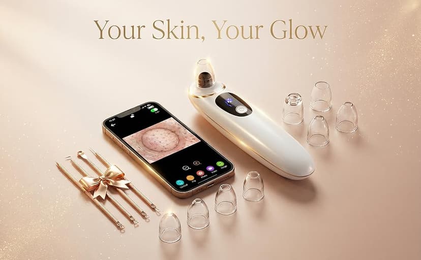 2026 Pore Vacuum with Camerafor, USB Rechargeable Blackhead Remover Vacuum,3 Levels Adjustable Pore Vacuum Blackhead Remover, 6 Suction Heads,Face Vacuum Pore Cleanser for Women & Men-White