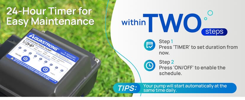 AQUASTRONG Sand Filter Pump for Above Ground Pool, Pool Pumps Above Ground,Pool Sand Filter with 6-Way Valve,Improved Circulation and Filtration, 12in, 1/2HP 2500 GPH with Timer