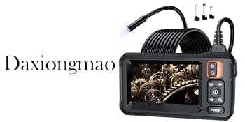 Endoscope Camera with Light, Borescope Camera with 4.3" IPS Screen, 1920P HD with 8 LED Lights, 16.4FT Semi-Rigid Cord Bore Scope, Gadgets for Men & Tools for Men