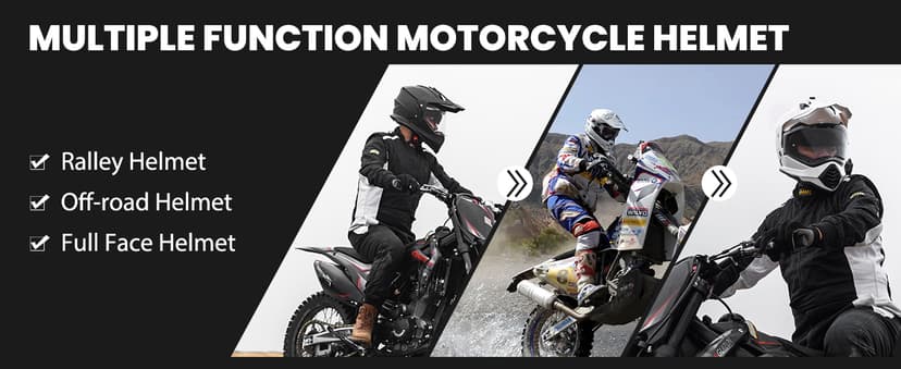 ILM Dual Sport Adventure Motorcycle Helmet with Pinlock Compatible Sun Visor Snowmobile ATV Dirt Bike Off Road Casco Model WS902 (Carbon Fiber, L)