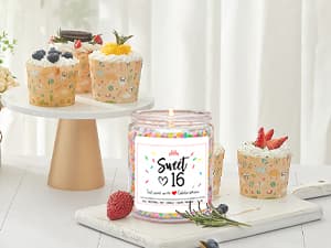 Homsolver 16th Birthday Gifts for Girls, Vanilla Cream Scent Best Ideas Birthday Presents for Daughter, Friends, Sister, Handmade Aromatherapy Candle Decorations