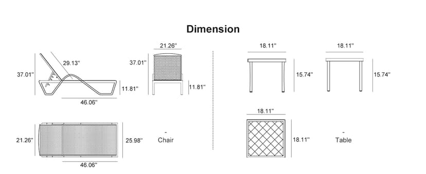 PURPLE LEAF Patio Chaise Lounge Chair Set of 3 Outside Aluminum Plastic Stackable Tanning Chairs with Armrests and Side Table for Pool Sunbathing Beach Deck Outdoor Lounger, Taupe