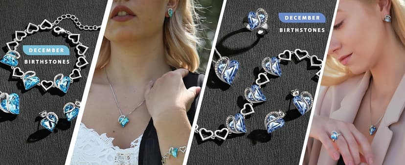 Leafael Necklaces for Women, Infinity Love Birthstone Heart Crystal Pendant, Birthday Jewelry Gifts for Her, Mom, and Wife, Silver Plated, 18 plus 2 inch Adjustable Chain