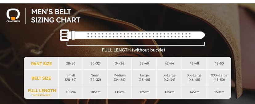 CHAOREN Work Belts for Men Heavy Duty - 1.5" Full Grain Leather Belt Casual - Fully Adjustable, Double Prong