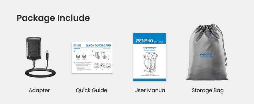 RENPHO Leg Compression Massager, Leg Massager Calf Massager for Circulation and Pain Relief, Effective for Father Mother Reduce Swelling, Grey