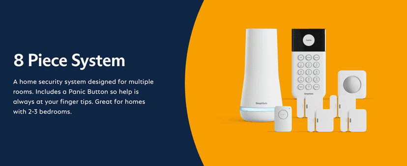 SimpliSafe 8 Piece Wireless Home Security System - Optional 24/7 Professional Monitoring - No Contract - Compatible with Alexa and Google Assistant , White