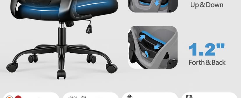 Office Chair, Ergonomic Office Chair with Back Support, Comfy Home Office Desk Chairs with Lumbar Support & Flip-up Armrests, 330LBS Mesh Computer Executive Task Chair for Home Office, Black