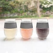 Host Wine Freeze Cup Set of 2 - Plastic Double Wall Insulated Wine Cooling Freezable Drink Glasses with Freezing Gel, Wine Glass Gift for Red and White Wine, 8.5 oz Marble