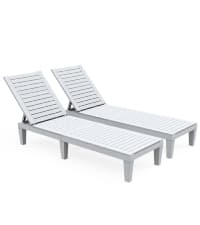 YITAHOME Outdoor Chaise Lounge Chair, Plastic Pool Chaise Lounge with 5-Position Backrest, Easy Assembly & Waterproof for Patio & Poolside, Set of 2, Brown
