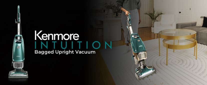 Kenmore Intuition Bagged Upright Vacuum Lift-Up Carpet Cleaner 2-Motor Power Suction with HEPA Filter, 3-in-1 Combination Tool, HandiMate for Floor, Pet Hair, 14pounds, Green